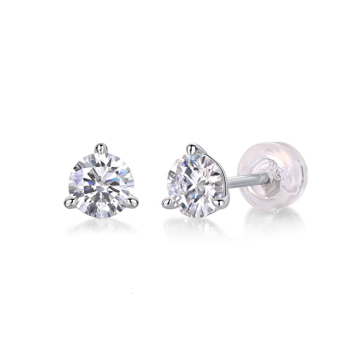 Wholesale Solid 925 Silver Moissanite Earrings 1ct 2ct 3ct GRA Certified VV1 D Color Earring Moissanite Jewelry Stud Earrings