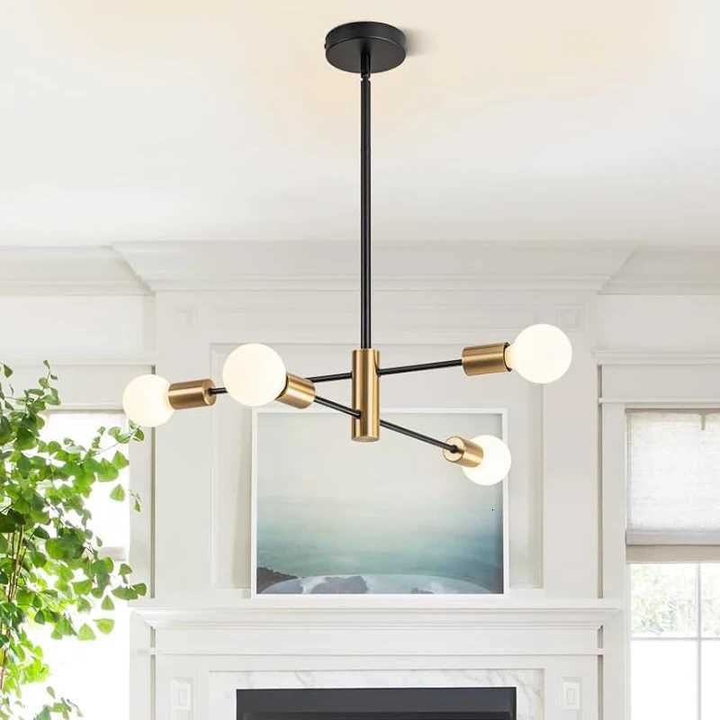 Modern Nordic Sputnik Black Chandeliers LED Lamp 4/6/8 Lights Home Lighting Indoor Fixtures Pendant Ceiling Not Included Bulbs XJ250725