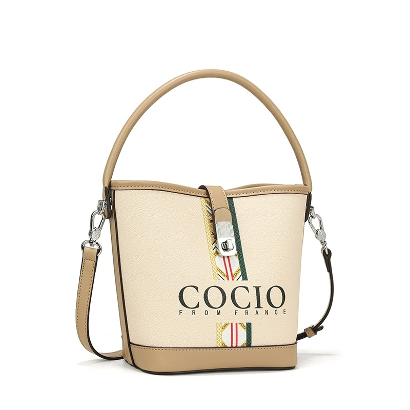 COCIO designer bag New light luxury leather bucket bag simple and versatile fashion handbag