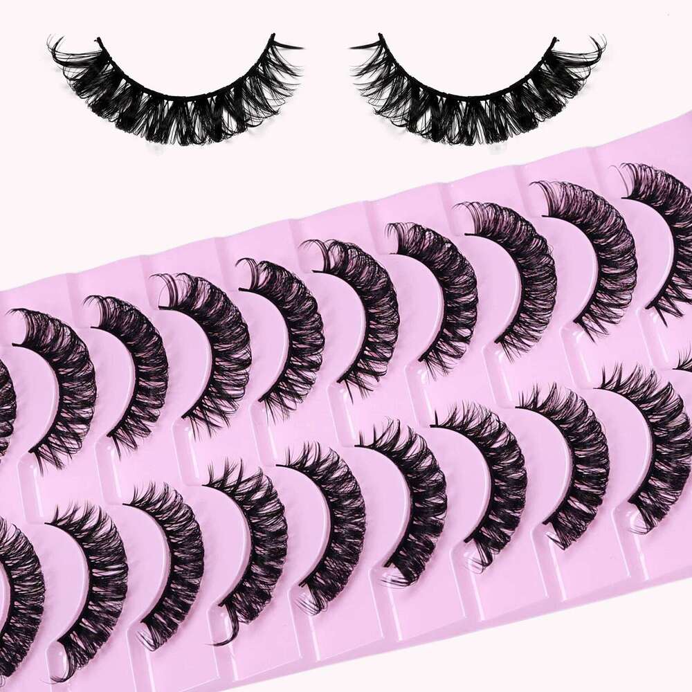 10 Pairs Russian Strip Lashes Fluffy Volume False Eyelashes D Curl Dramatic Cat eye lashes Make Up X250725