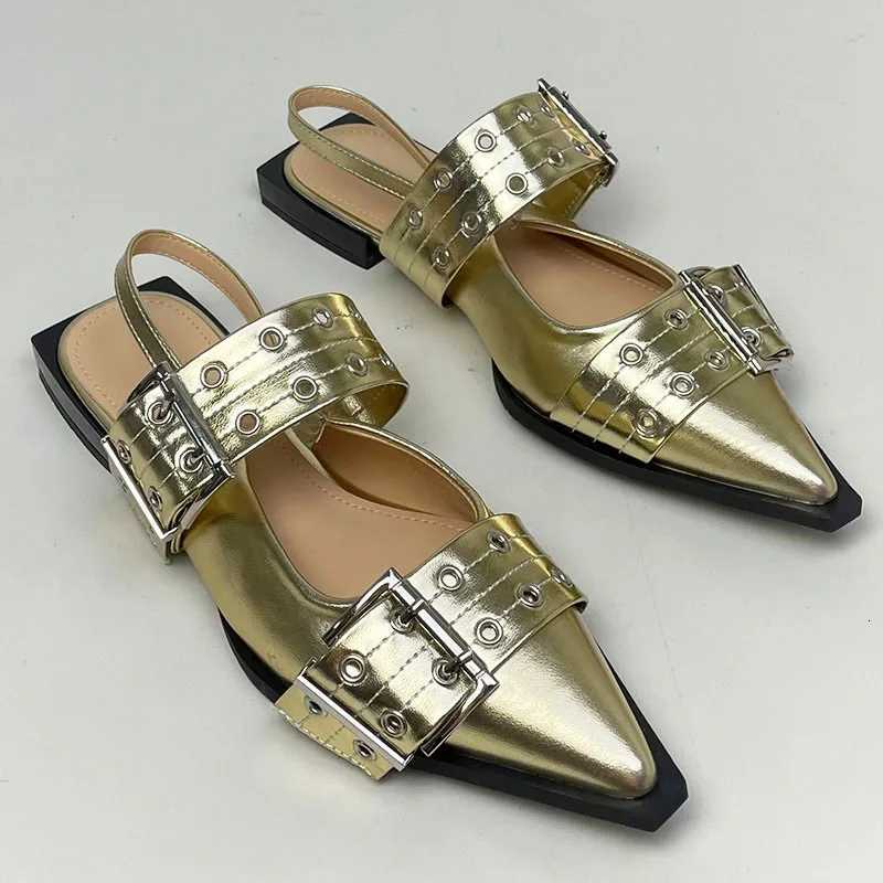 Footwear Silver Fashion Women Flat With Shoes Designer Female Slingback Pointed Toe Ladies Flats Shoes Big Size 43 Z250725