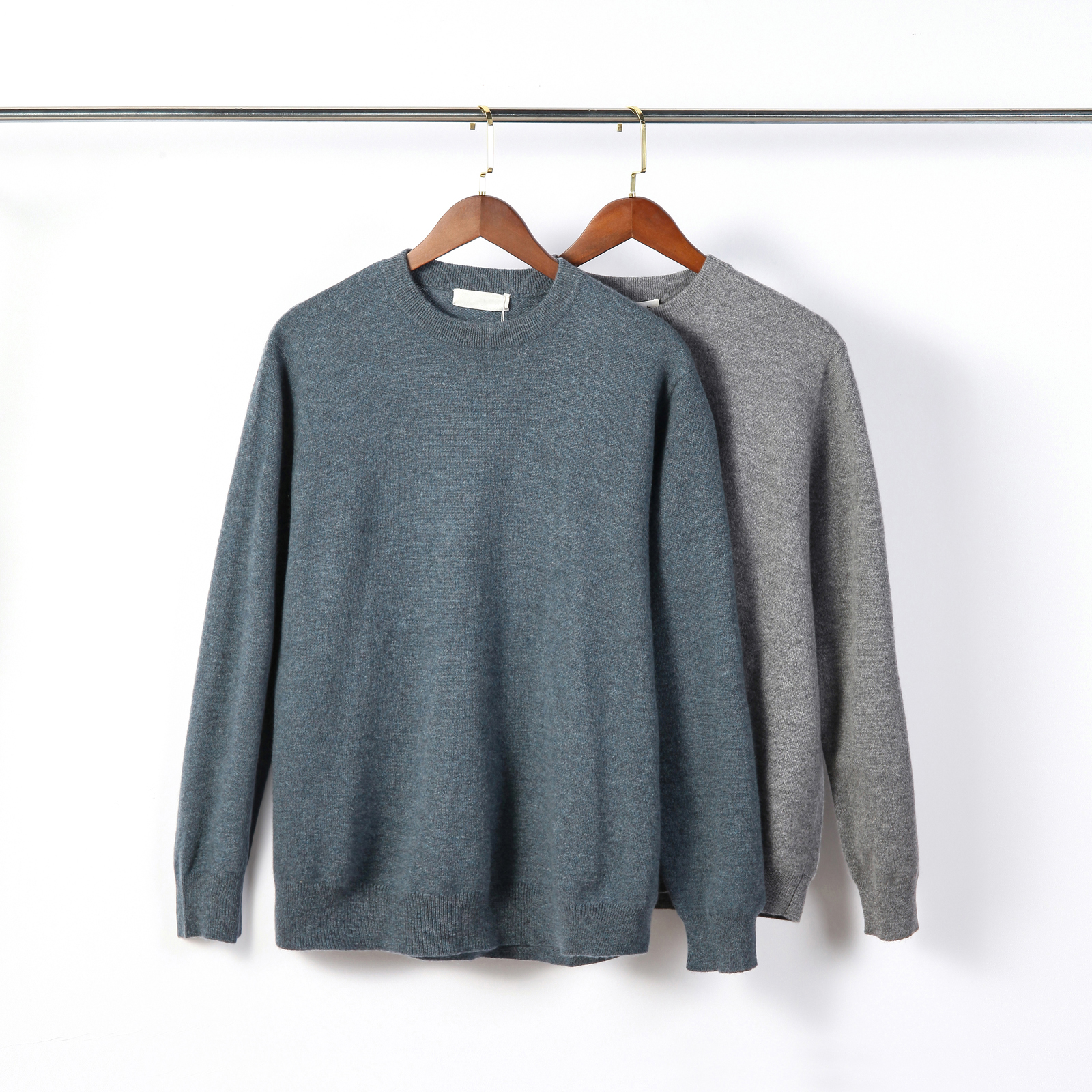 Men's basic paragraph round neck sweater simple solid color autumn and winter knitted bottoming shirt