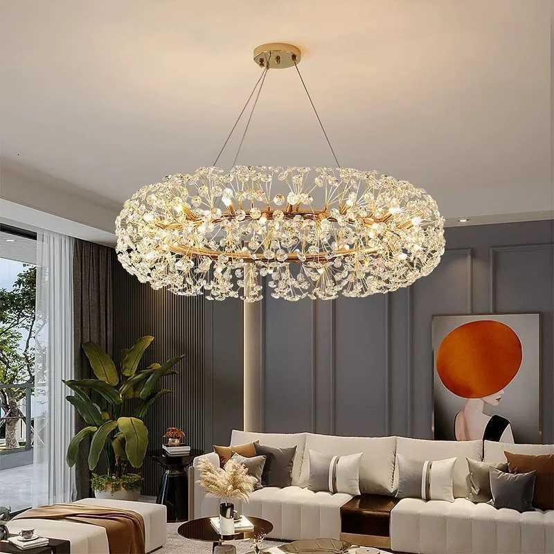 Modern Crystal Dandelion Led Chandeliers Lighting Living Dining Room Pendant Lights Home Decor Bedroom Bar Office Hanging LampXJ250725