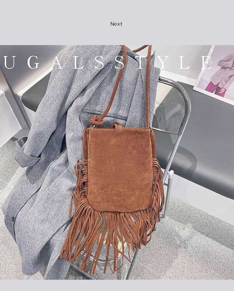 Autumn Winter Veet Bucket Fashion Tassel Large Capacity Women's Handbag Lady Purse Shoulder Messenger Casual Bag