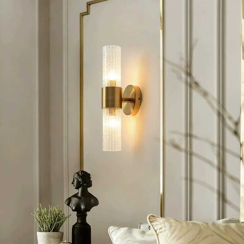 Modern LED Wall Lamp Stylish Gold Pipe Acrylic Lampshade For Living Room Corridor Bedroom Sconces Light Fixture 21/42/47/72 CM XJ250725