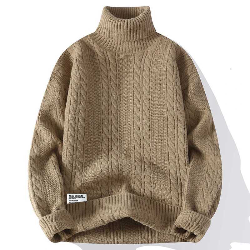 Autumn Winter Vintage Mens Turtleneck Sweater Solid Color Loose Casual Knitted Pullovers Men Youthful Vitality Knit Sweaters Z250725