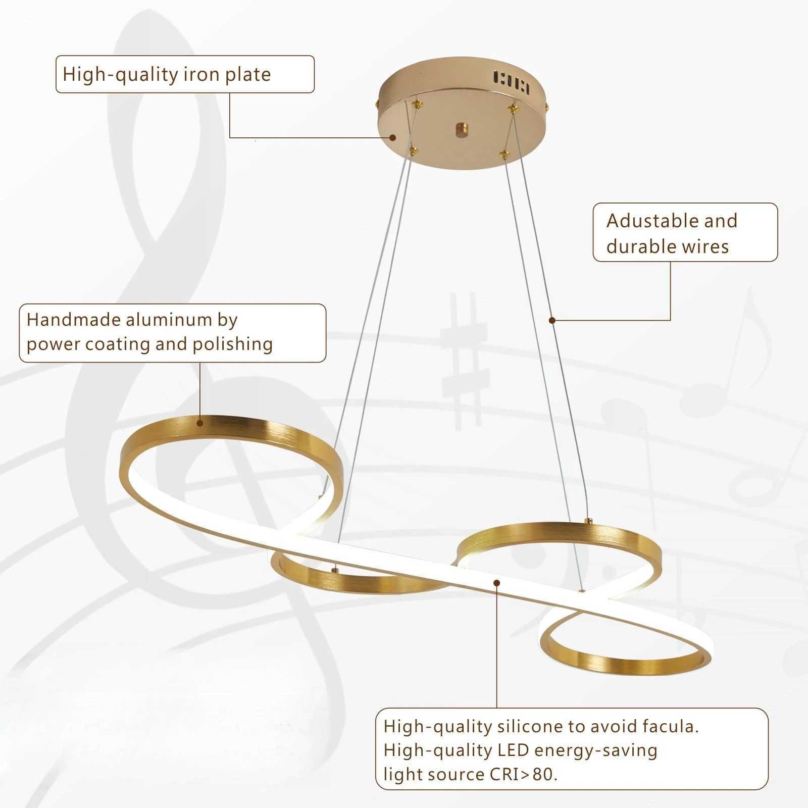 LED Chandelier Modern Gold Chandelier for Dining Room Light Fixture Pendant Light for Kitchen Island Indoor Lighting Dimmable XJ250725