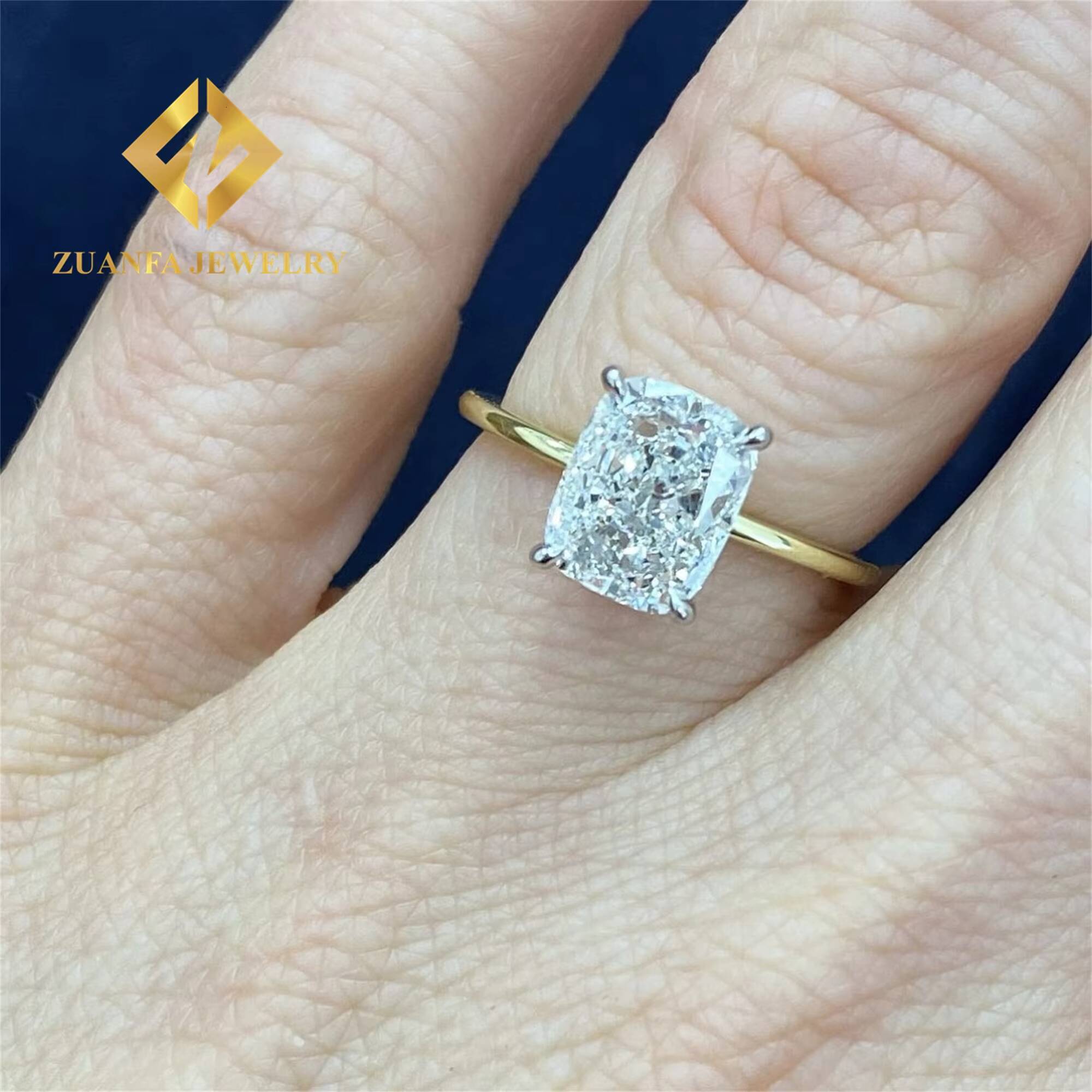 Pass Diamond Tester Classic Styles 10k White Gold Bridal Wedding Jewelry 3Ct Full Shapes Moissanite Engagement Solitaire Ring