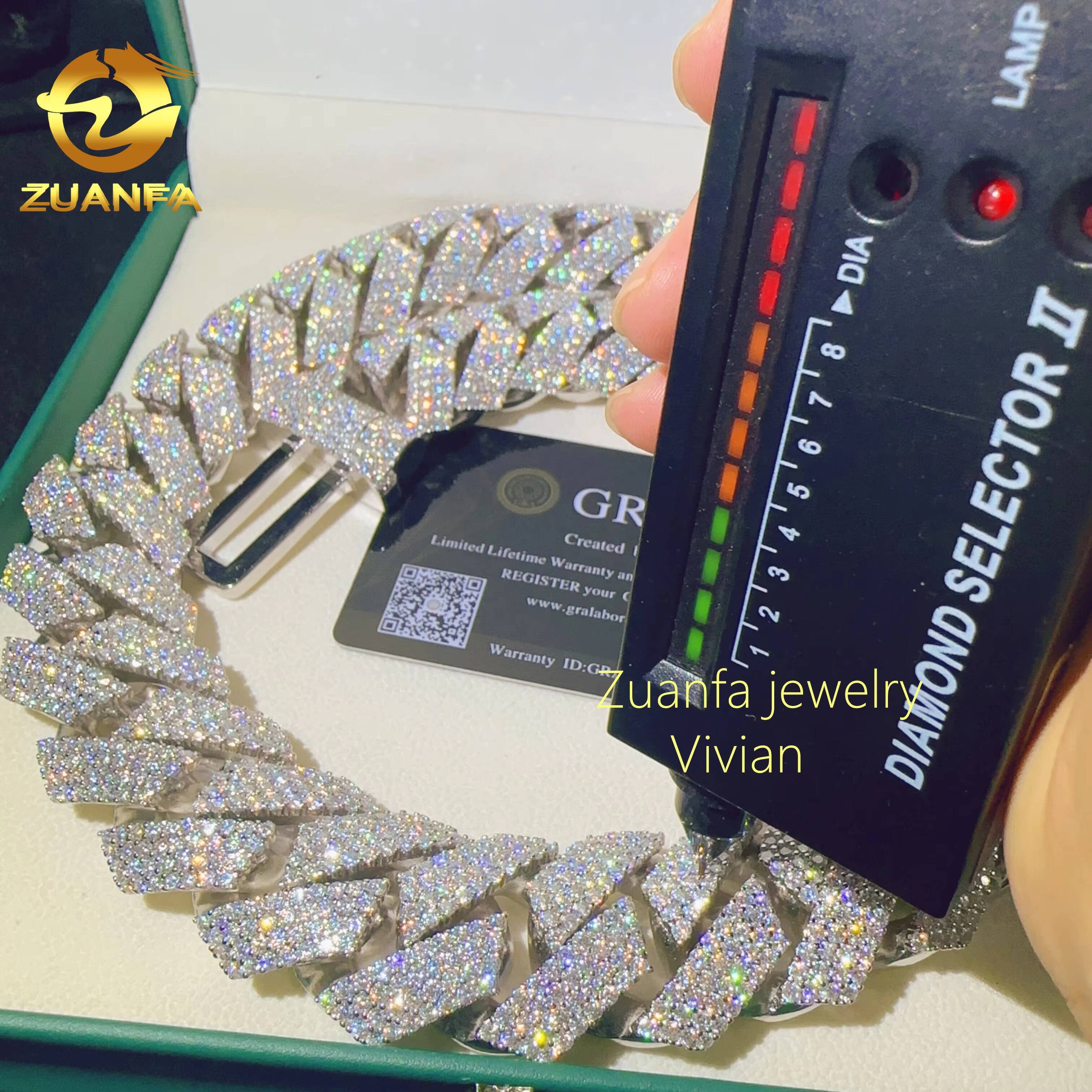30MM LuxuryFine Jewelry Necklace Silver 925 Iced Out Hip Hop Miami VVS Moissanite Diamond Jewelry Custom Cuban Link Chain
