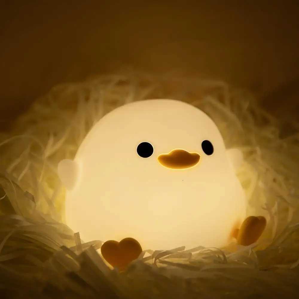 Duck Night Light Doudou Duck Silicone Lamp Pat Control USB Rechargeable Birthday Gift for Kids Soft Warm Room Decor XJ250725