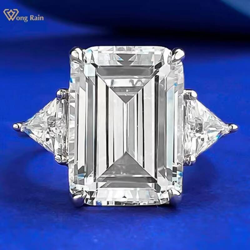 MEENOY Luxury Crushed Ice White Baguette Cubic Zircon Silver Fine Jewelry Fingers Ring for Women