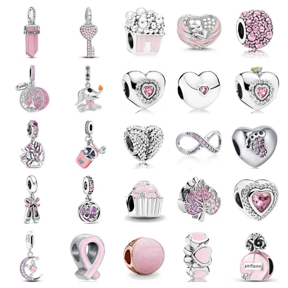 2024 Pink 925 Silver Pink Perfume Dance Shoe Pendant Charm Ghost Dog Bead Fit Original Bracelet Jewelry for Anniversary Gifts XJ250726