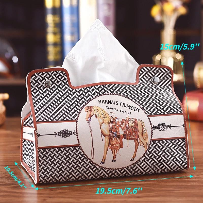 Designer Luxury Retro Furniture Tissue Box PU Leather Napkin Holder Desktop Bedroom Coffee Table Paper Drawer Leather Car Universal Organizer