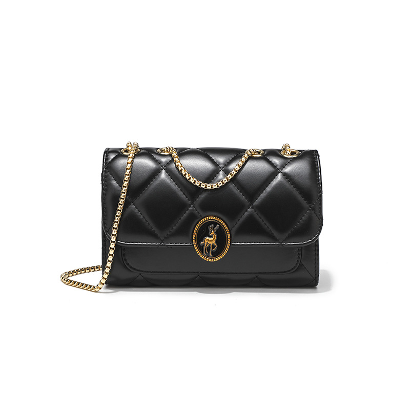 Cross Body Small Quilted Shoulder Bag for Women Chain Square Fashion Casual Simple Metal Top Handle Flap Evening Purse with Gold Chain Strap