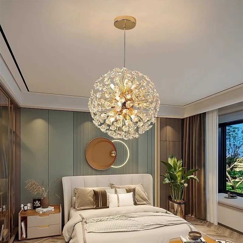Modern Crystal Dandelion Led Chandeliers Lighting Living Dining Room Pendant Lights Home Decor Bedroom Bar Office Hanging LampXJ250725