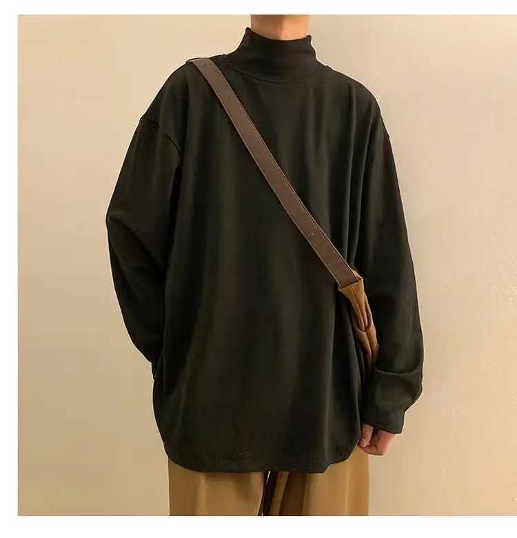 Yasuk Autumn Winter Fashion Man Solid Casual TShirts TurtleneCK Mens Loose Slim Bottom Double Faced Velvet Sweater Cool Z250725