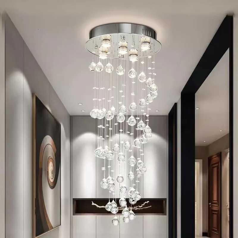 Modern K9 Large LED Spiral Living Room Crystal Chandeliers Lighting Fixture for Staircase Stair Lamp Showcase Bedroom Hotel Hall XJ250725