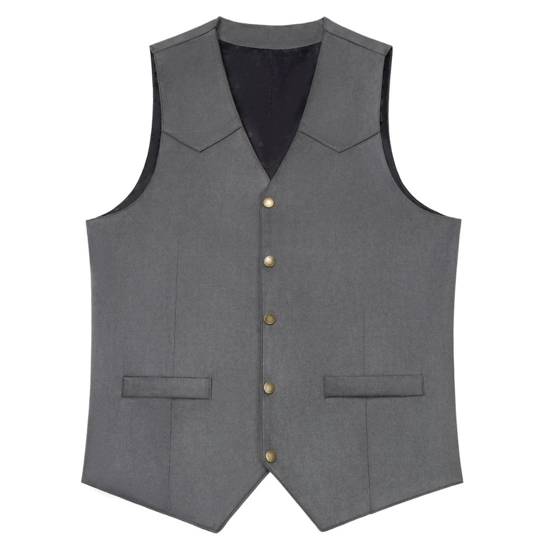 Men Vest Gold Suede Leather Gentleman Business Waistcoat Vintage Western Cowboy Regular Slim Banquet Suit 250725