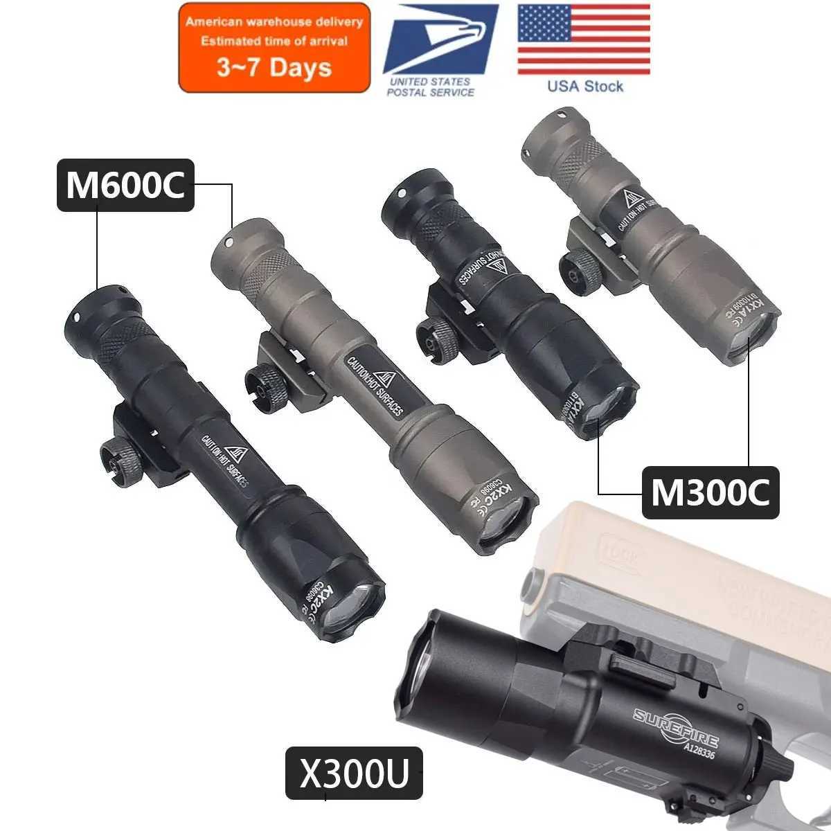 US warehouse Surefire M600C M600 M300 X300 Ultra Tactical Scout Light Rifle Weapon Flashlight Hunting Momentary Pressure Switch W250722