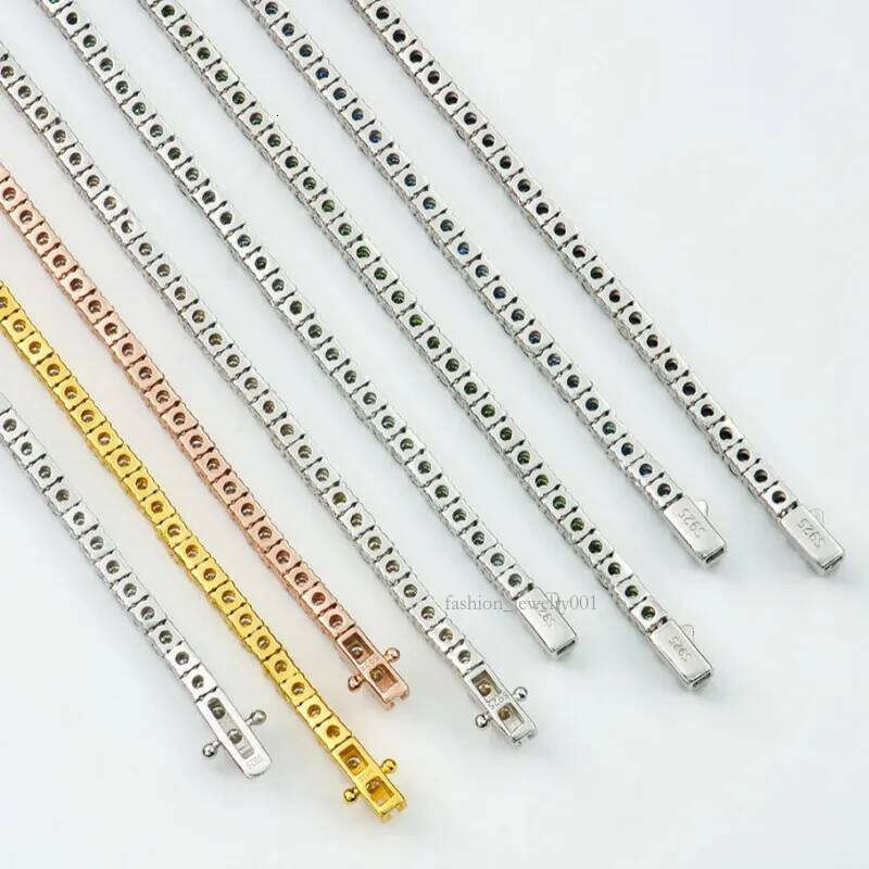 5mm 18-25inch S Sier Gold Plated Passed Tester VVS Blue Black Green Moissanite Tennis Chain Necklace Bracelet For Men Women Nice Gift