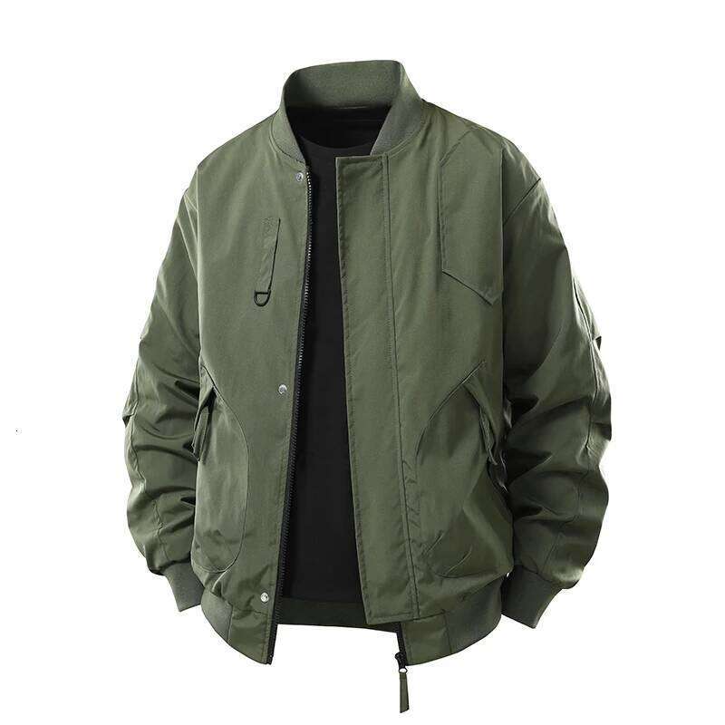 Jackets for Men Autumn Winter Baseball Fashion Casual Business Stand Collar Coat Solid Bomber Jacket Outwear Man Workwear