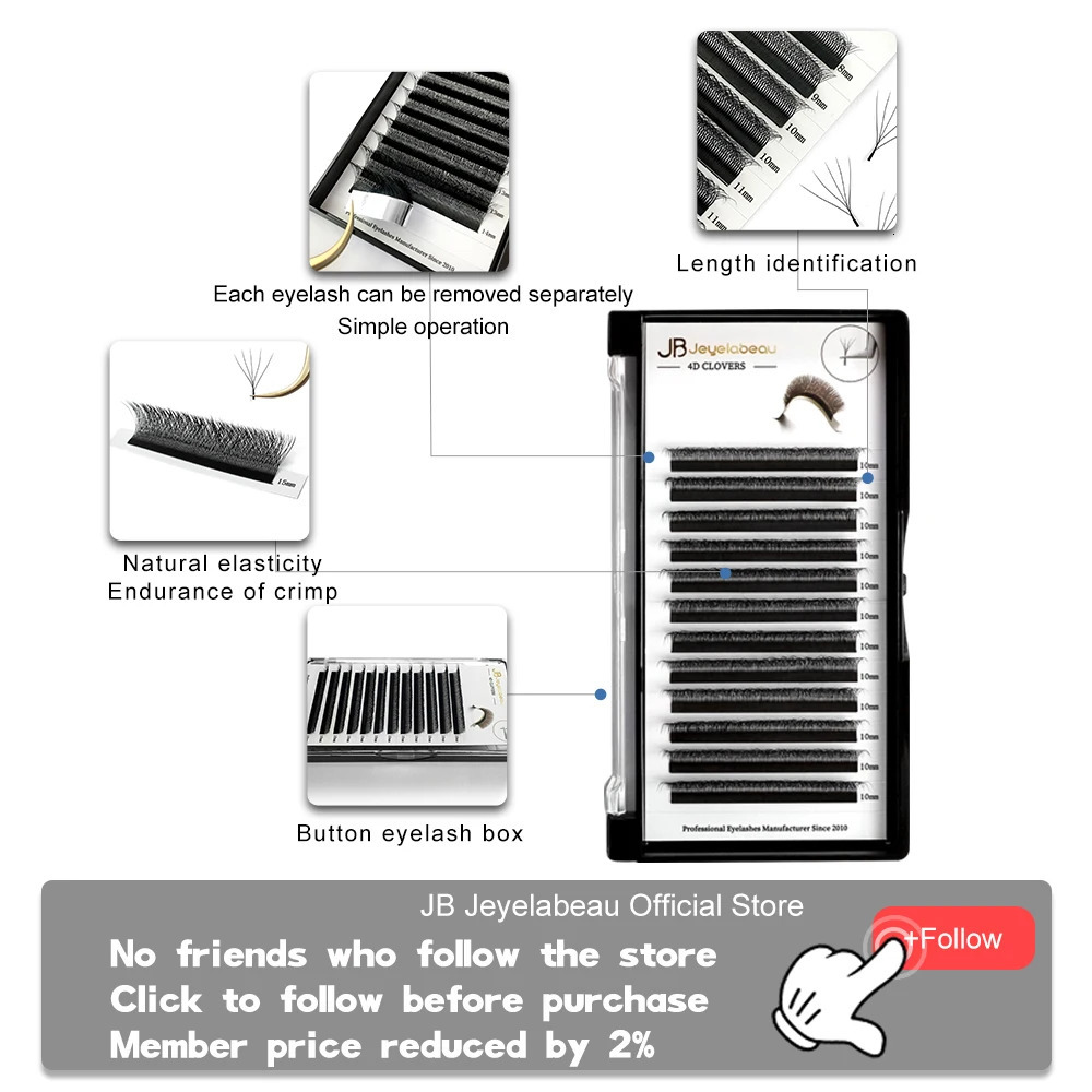 JB Jeyelabeau 3D 4D 5D W eyelashes Naturally curl Eyelash Premade volume fans lashes False 6D cilia 250714