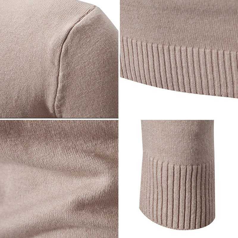 Autumn New Sweater Mens Half High Neck Basic Solid Color Casual Versatile Round Neck Knit with Slim Fit Elastic Sweater Inside Z250725
