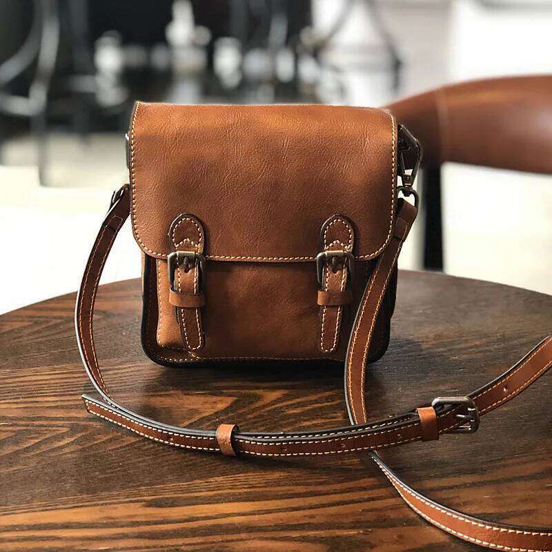 Elegant Retro Womens Genuine Leather Handbag Casual One-Sided Sling over Shoulder