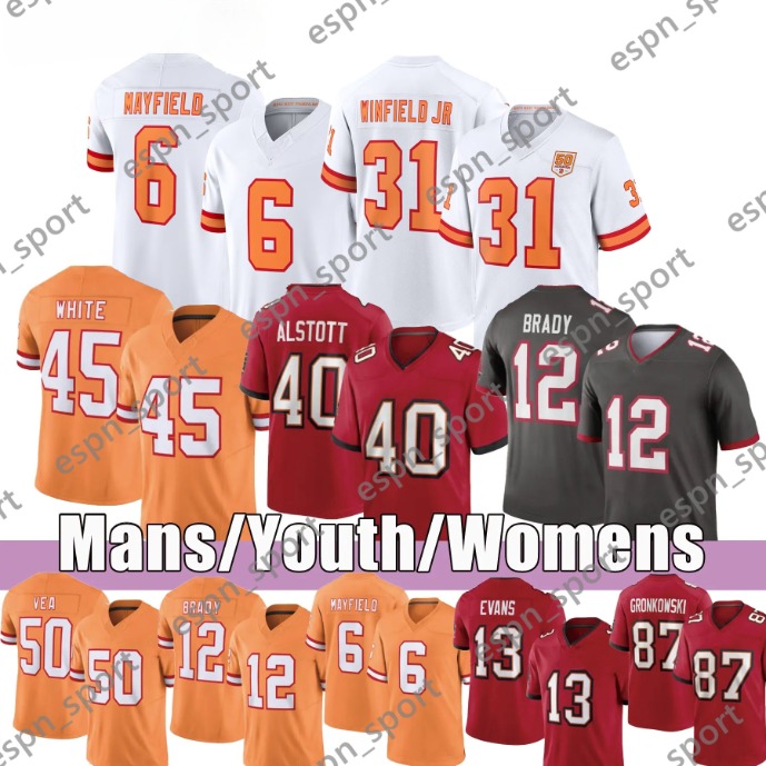 Baker 6 Mayfield Tom 12 Brady 2025 Football Jersey Buccaners Mike Evans Bucky Irvin Chris Godwin Jr. Emeka Egbuka Vita Vea