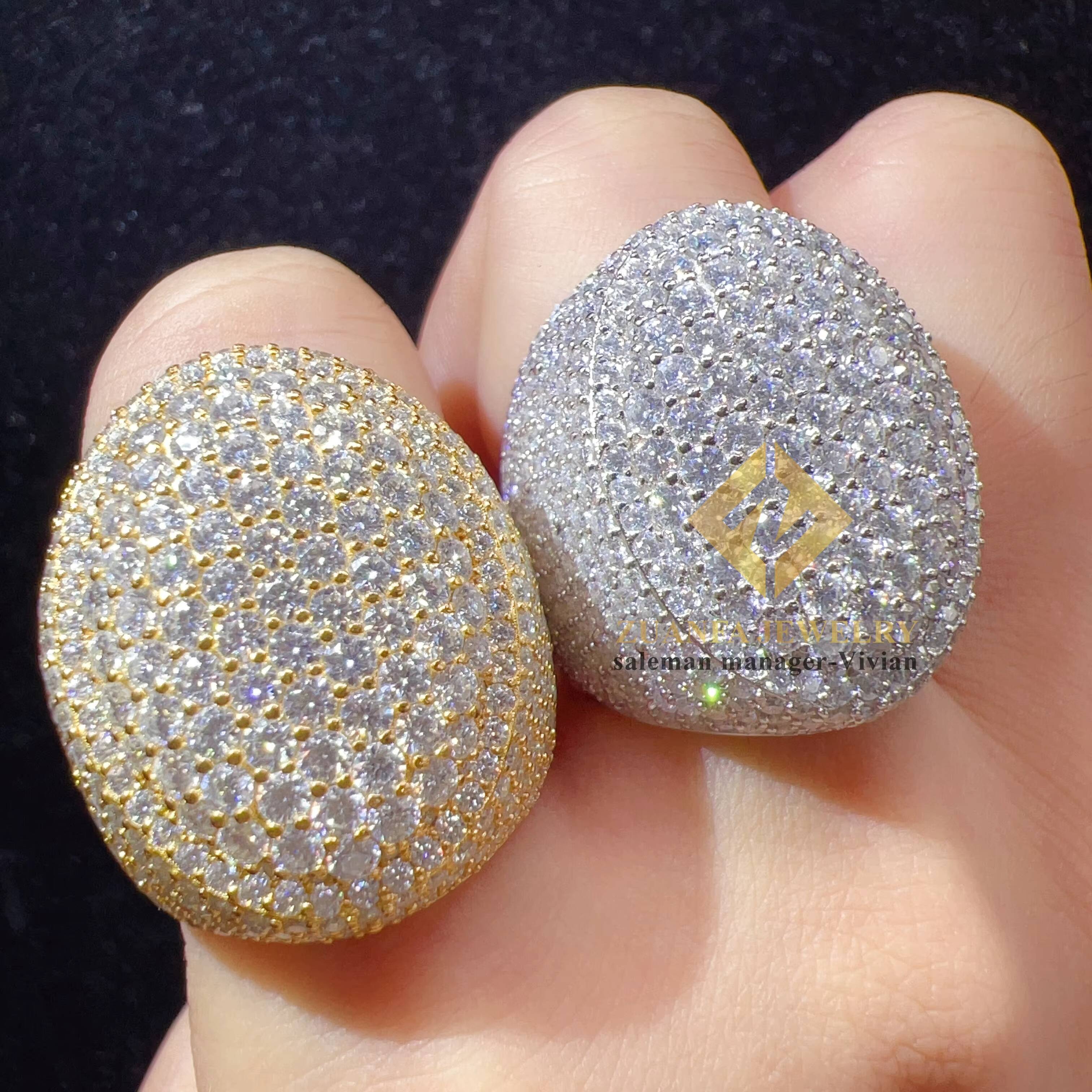 Luxury Hip Hop Men Diamond Vvs Moissanite Rings Sterling Silver 925 Fine Jewelry Iced Out Ring