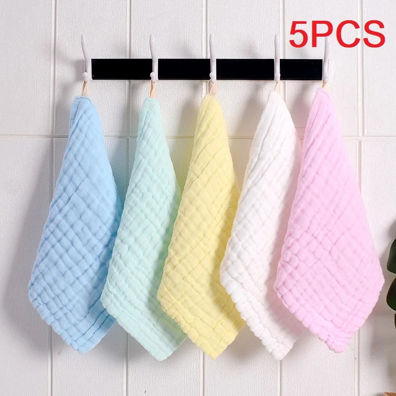 5pcs 100% Cotton Gauze Baby Towels 3030cm Square Soft Solid Color born Infant Face Wash Hand Bathing Towel Bibs Handkerchief 250725