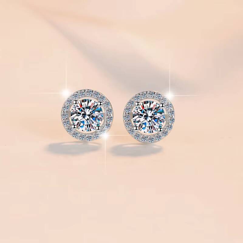 Factory Prices Fine Jewelry Full Moissanite Synthetic Diamond S925 Sterling Silver Screw Black Stud Earrings of Ladies Gift