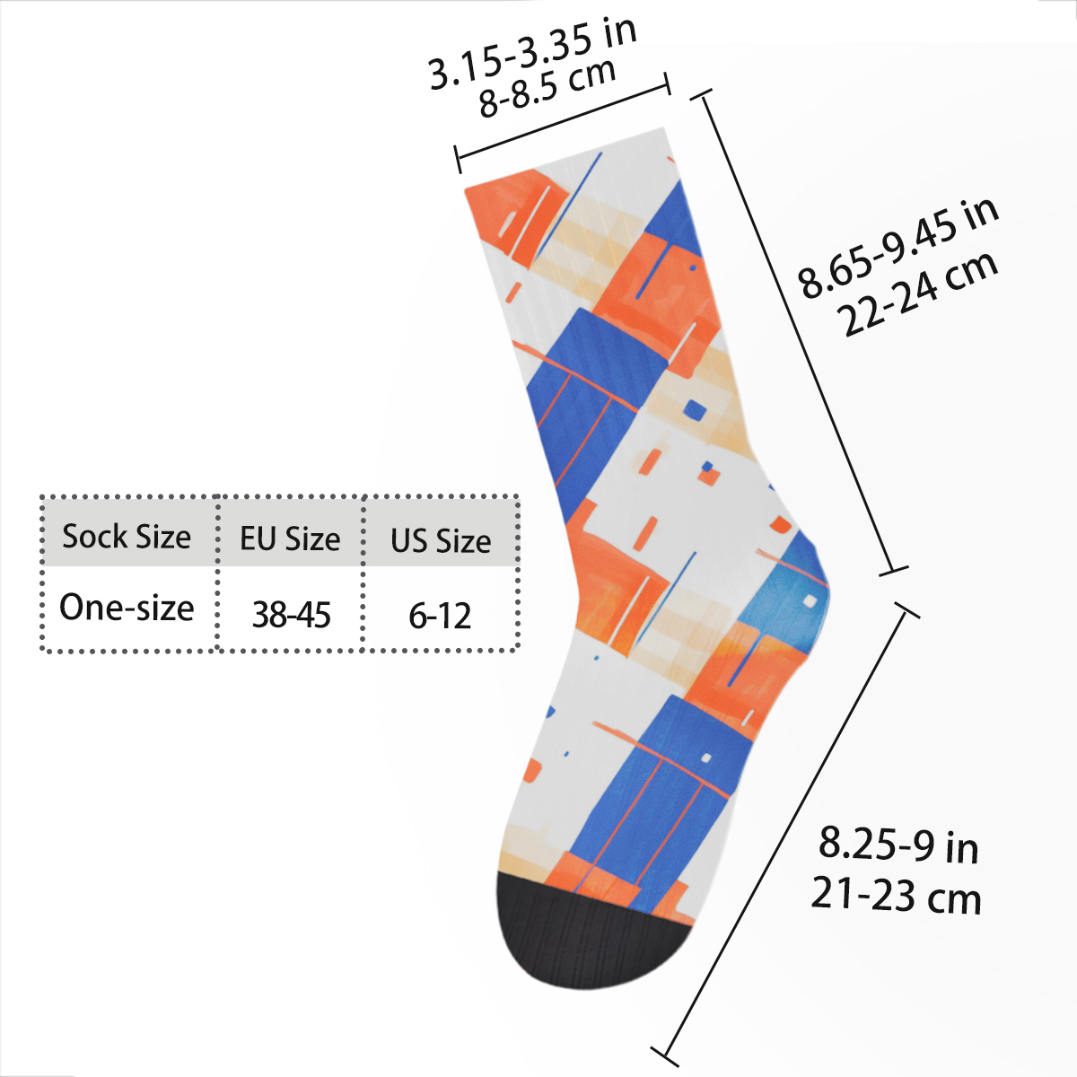 Trendy Geometric Print Breathable Unisex Tube Designer Socks C088