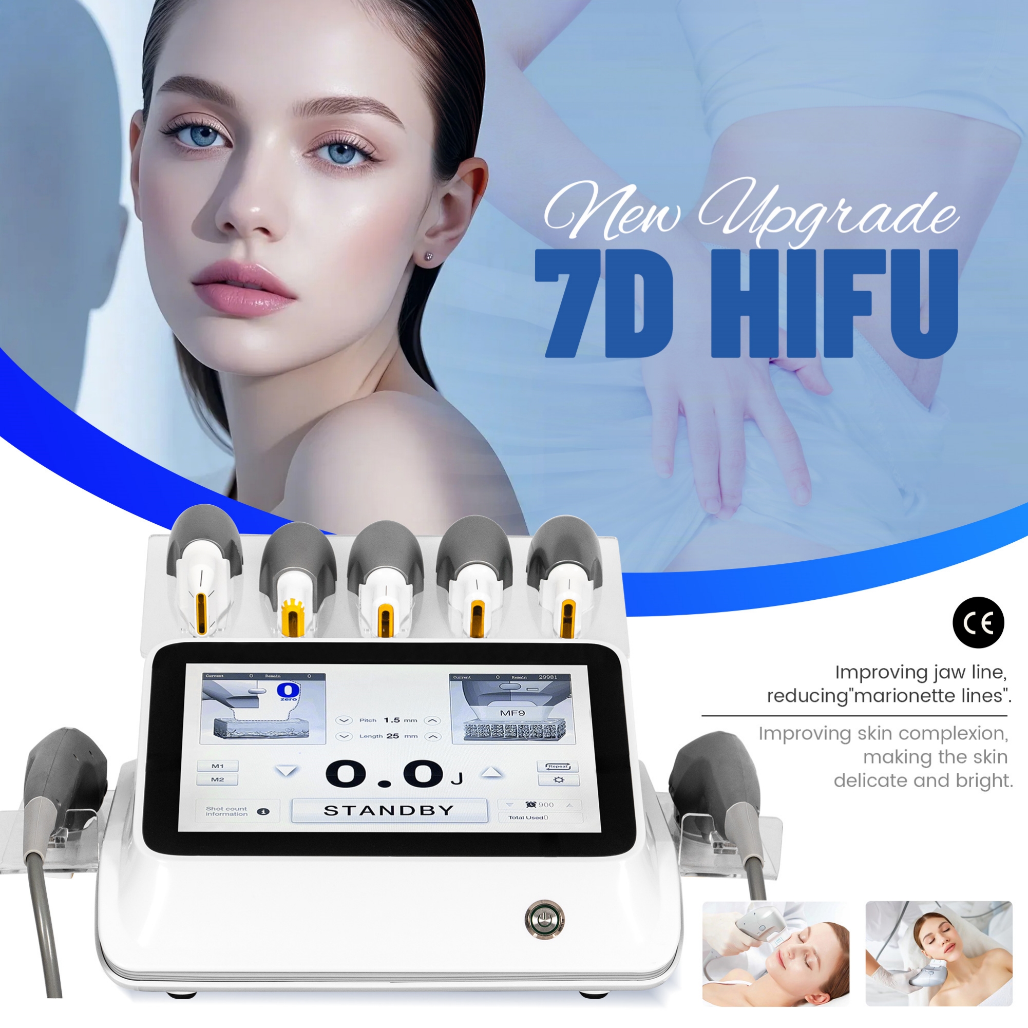 7DHIFU Facial Lifting Machine Skin Tightening Anti-Aging Beauty Device For Wrinkle Removal and Collagen Regeneration in Salon Or Home Use