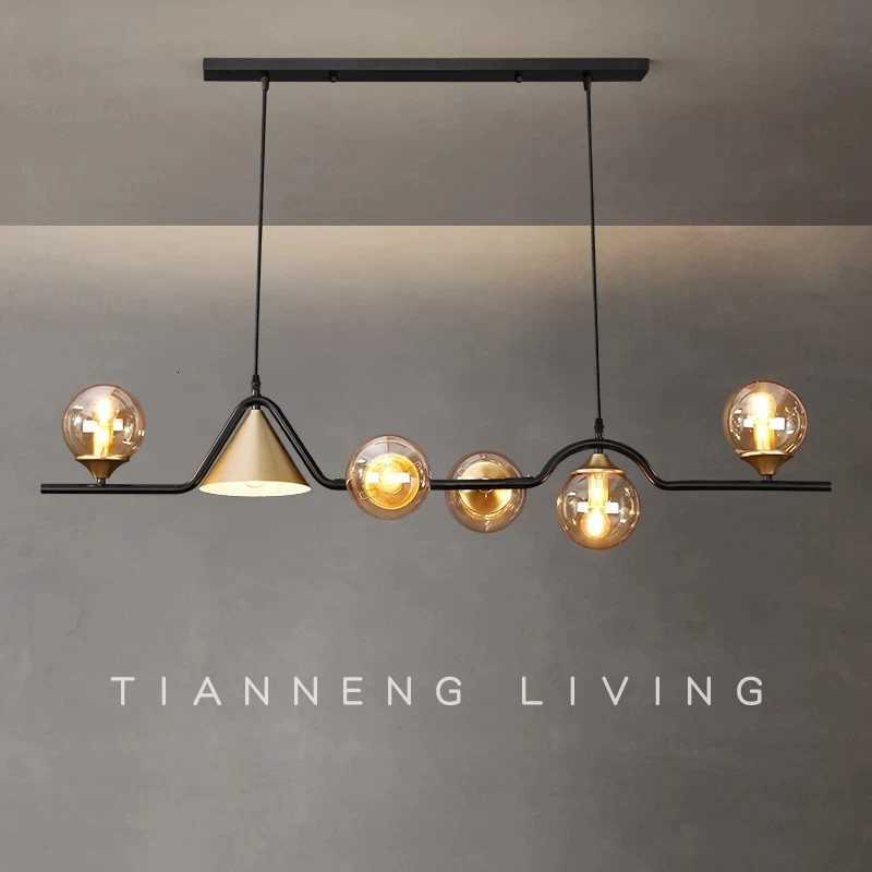 Nordic Black LED Chandelier for Living Room Kitchen Modern Home Indoor Ceiling Lighting Fixtures Glass Ball E14 Hanging Lamps XJ250725