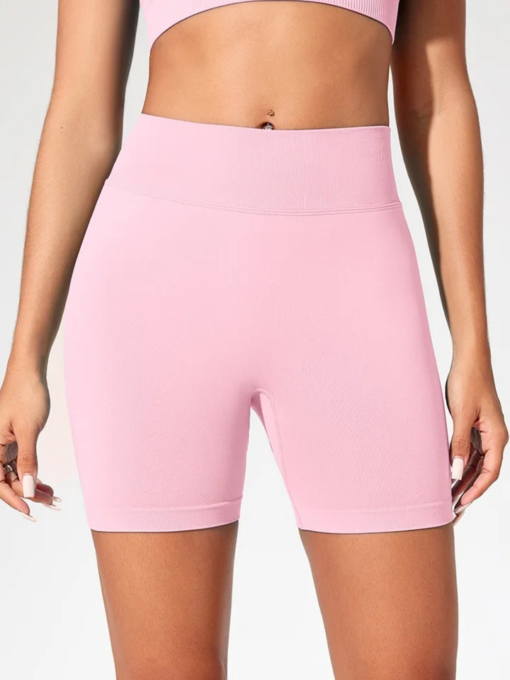 Summer High Waisted Yoga Shorts Fashionable and Sexy Running Fitness Pants Solid Color Leggings 250725