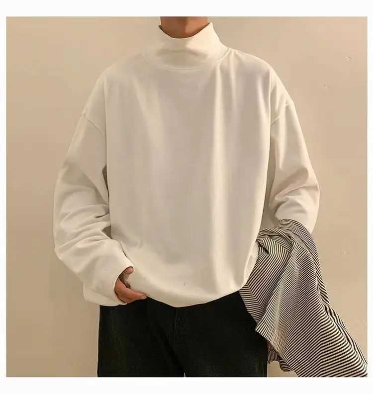 Yasuk Autumn Winter Fashion Man Solid Casual TShirts TurtleneCK Mens Loose Slim Bottom Double Faced Velvet Sweater Cool Z250725