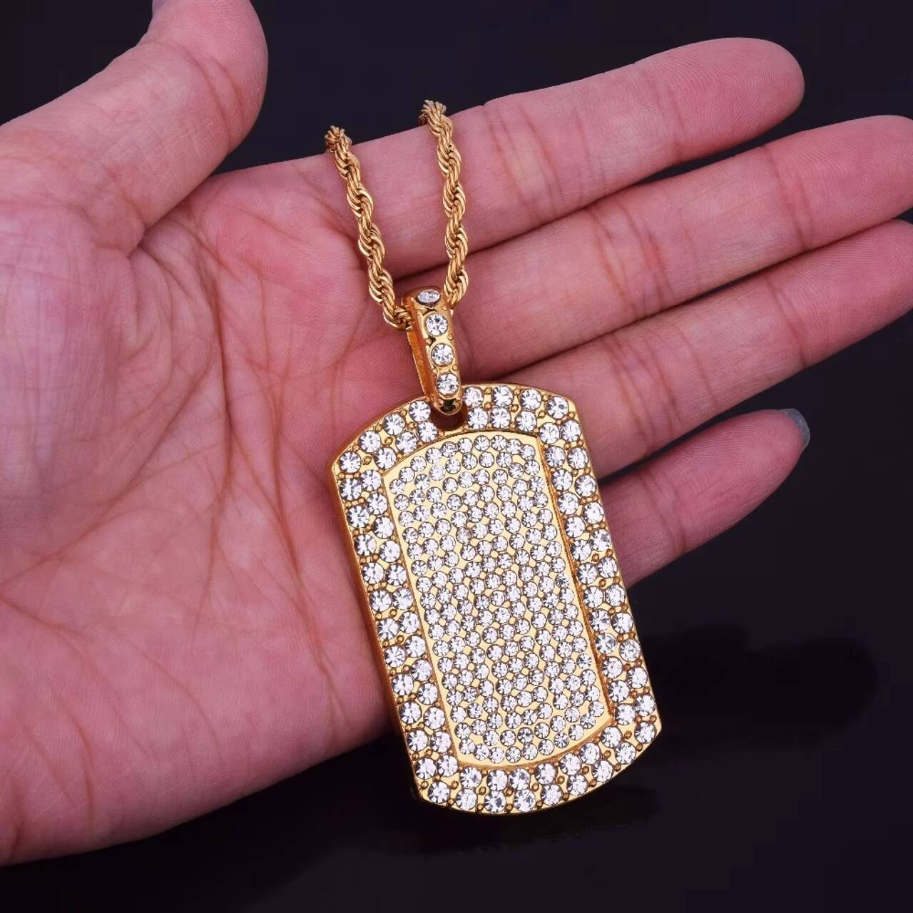 New Arrival Luxury 114ct Solid Gold Iced out Dogtag Pendant VVS Moissanite Hip Hop Style Custom for Men and Women