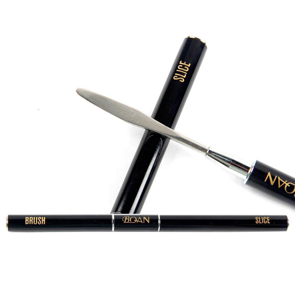 BQAN 1 Pc Dual-end Acrylic #12 Nail Art Gel Brush Extension Builder Nail Stainless Pusher Tool UV Gel Remove Spatula Stick 250716