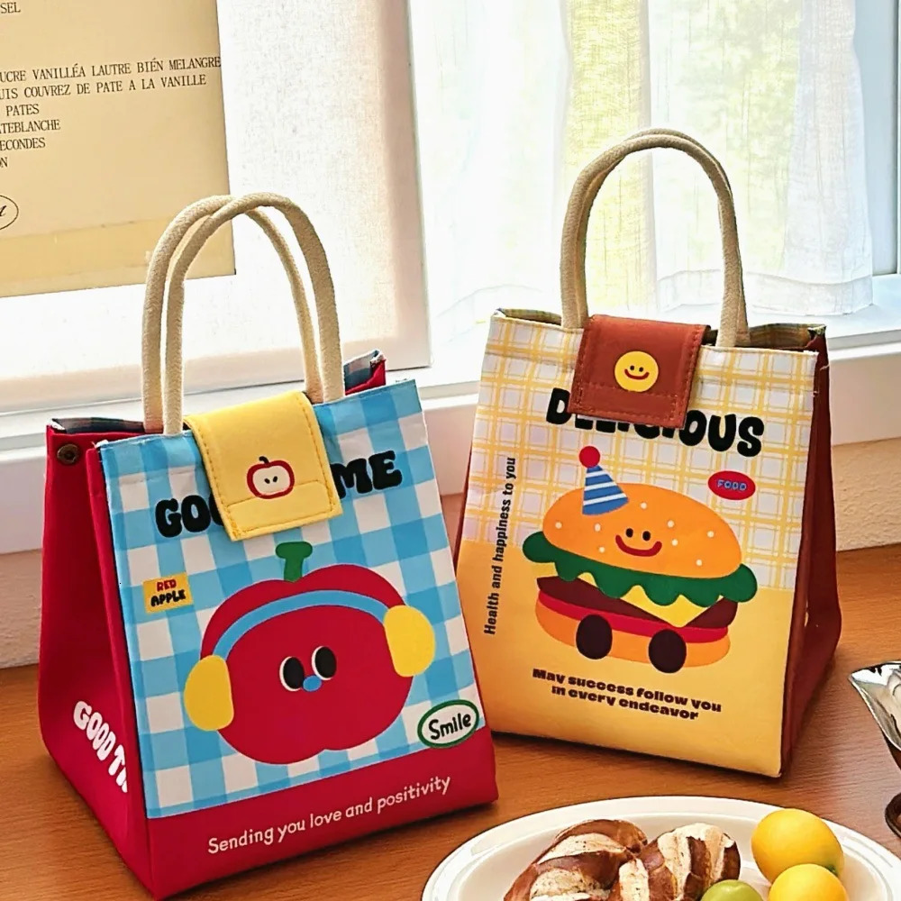Cute Bento Bag For Office Workers Large Capacity Tote Bag Cartoon Insulated Fresh-Keeping Bag Student Lunch Box Bag 250723