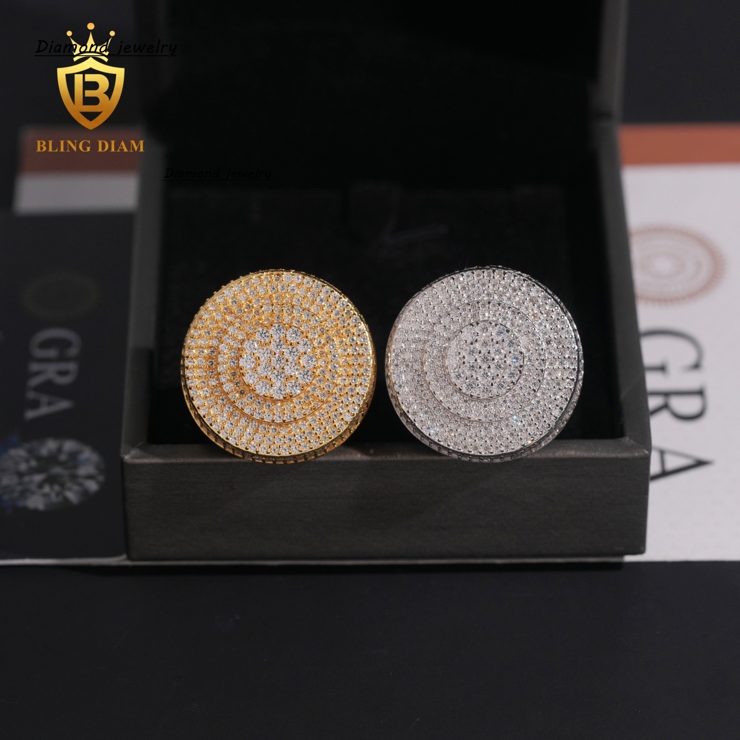 New Fashion Moissanite Jewelry 925 Silver Iced Out Diamond Men Rings Hip Hop Moissanite Ring