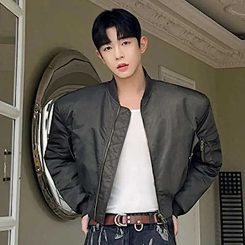 IEFB Spring Army Green Versatile Short Thickened Men Padded Jacket Korean Fashion Male Cotton Coat Solid Color 9A6317 250725
