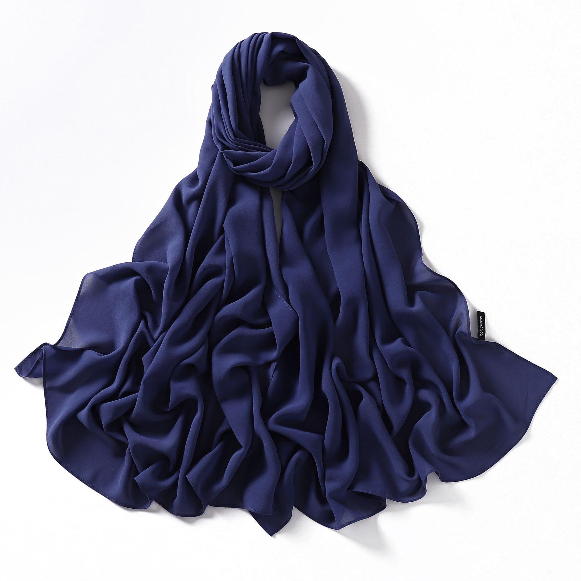 K1482 Fine tweezers corner right angle edge solid color pearl chiffon long scarf good feel chiffon headscarf gauze scarf thin