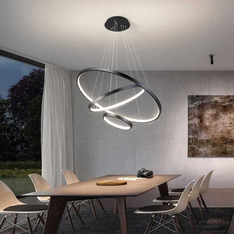 Modern Led Ceiling Chandelier For Villa Living Bedroom Dining Room Wrought Iron Chandelier Home Indoor Lighting Decorative Lamps XJ250725