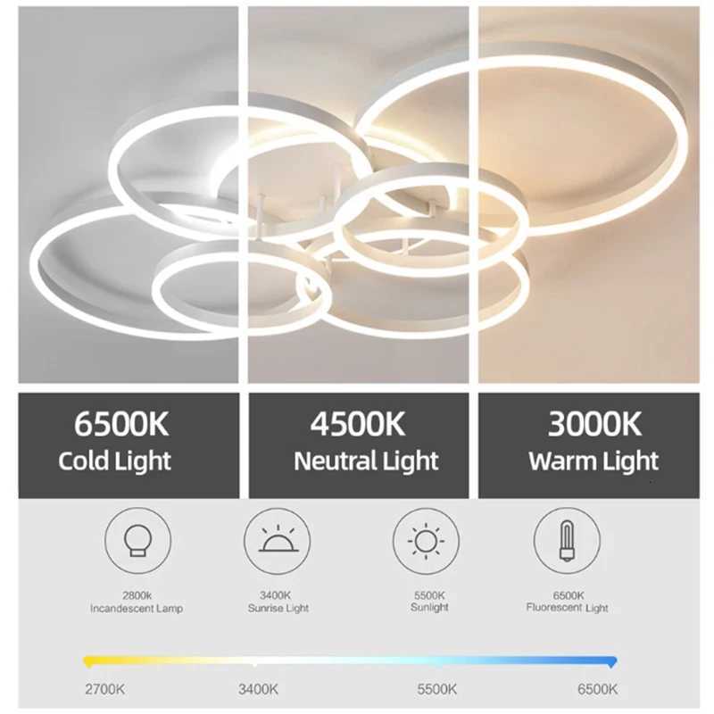 Modern LED Ceiling Chandelier Lighting Circle Rings For Home Living Study Room Bedroom Dimmable Ceiling Lamp Indoor Decoration XJ250725
