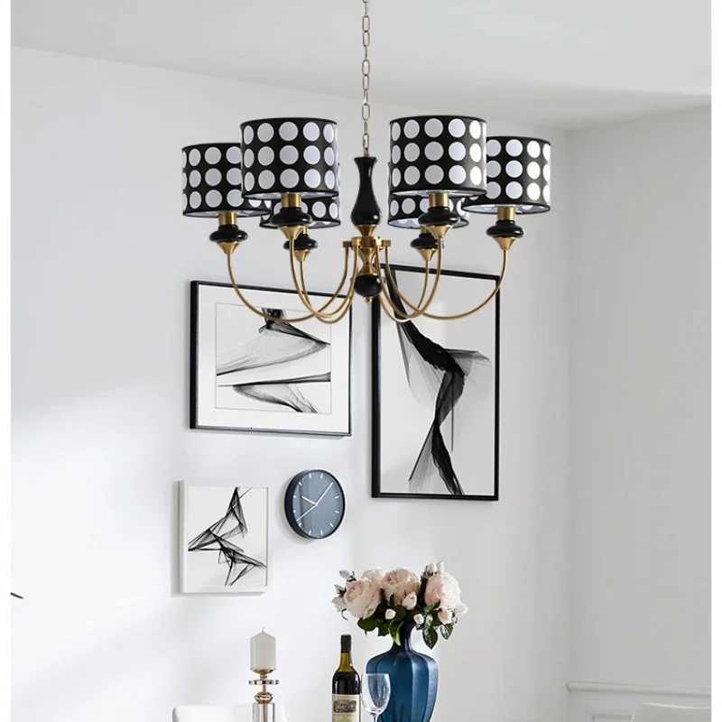 American retro lamp living room lamp study bedroom dining room antique chandelier simple creative French walnut lamps XJ250725