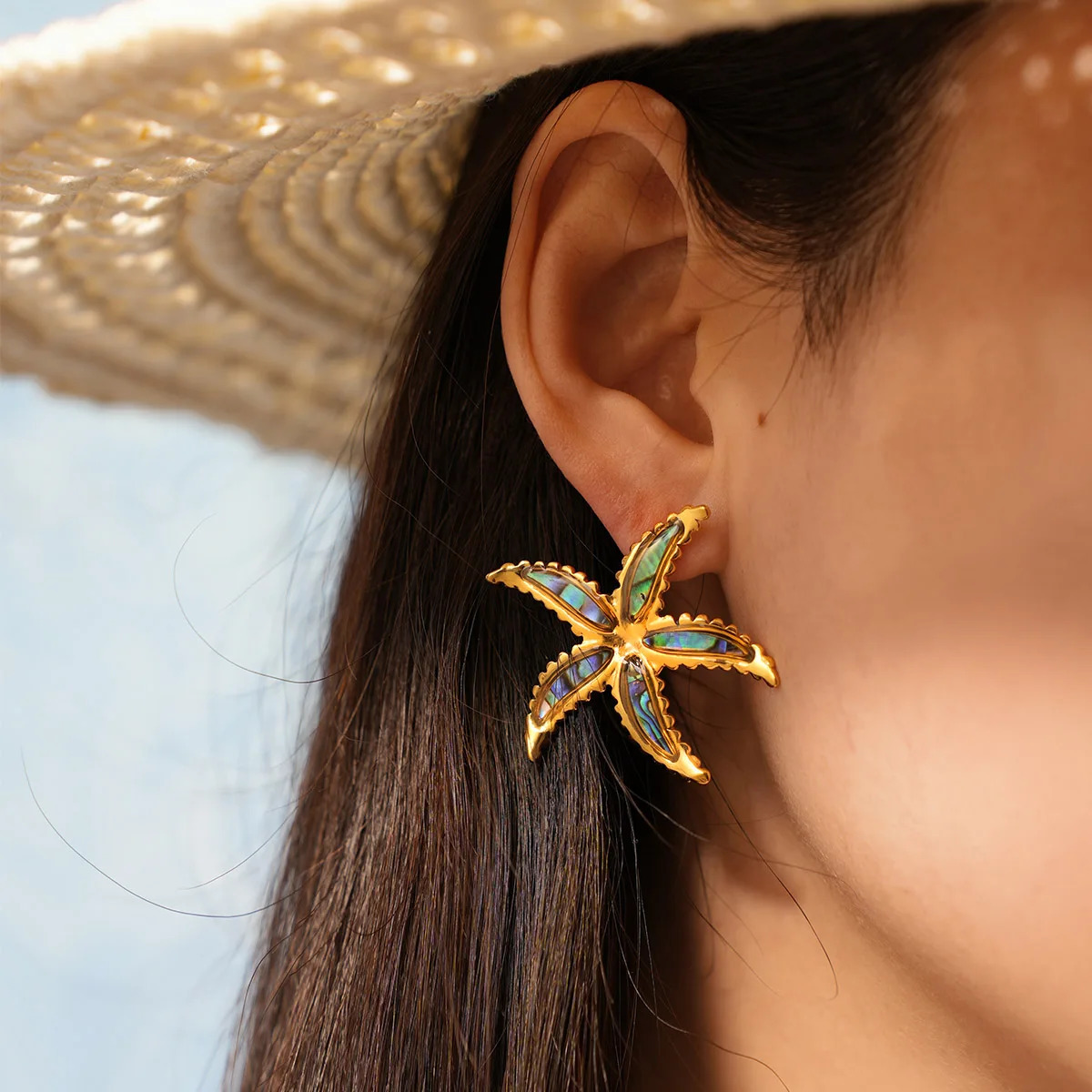 Fashion Starfish Flower Summer Drop Dangle Big Earring for Women Statement Stainless Steel Charm Waterproof Jewelry For Vacation 250715