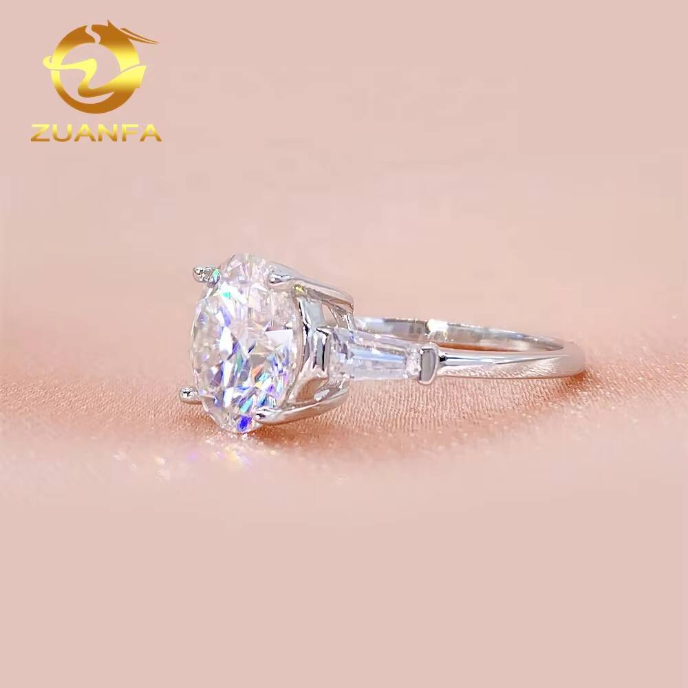 Fine Women Jewelry 925 Sterling Silver GRA Certificated Tapper Cut 4.6 CT VVS Lab Diamond Engagement Rings Moissanite