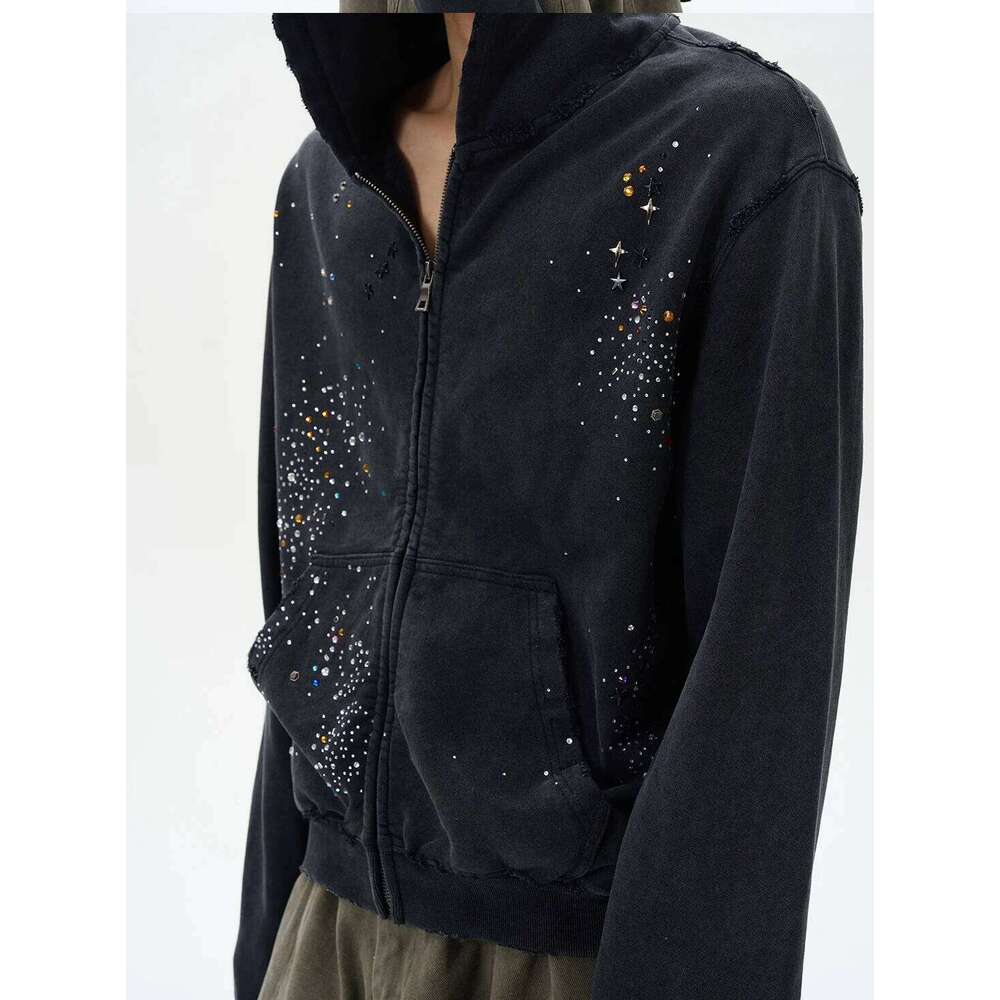 2025 Spring And Autumn New American Style Hot Dia Zipper Sweatshirts Men's Trendy High-End Handsome Short Loose Couple Coats