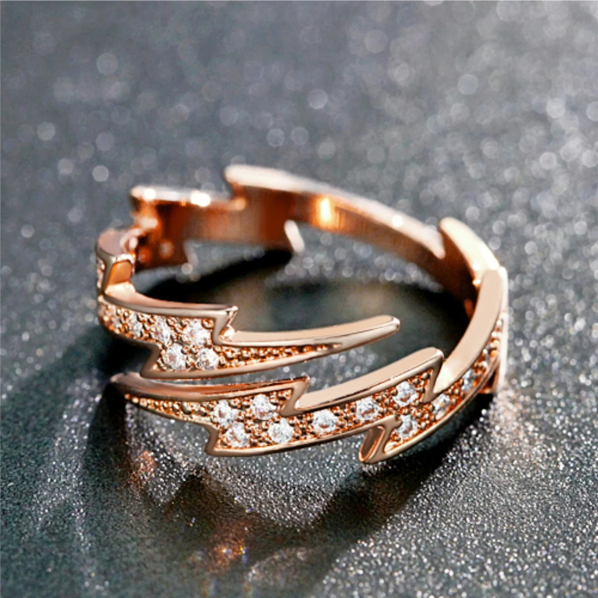 Punk Hip hop Silver Color Zircon Lightning Open Rings for Men Fashion Jewelry Gift Creative Adjustable Ring 250716